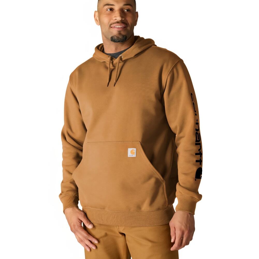 Carhartt Iconic Signature Logo Hooded Sweatshirt Size Small Front Pouch Pocket. - Picture 2 of 7